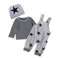 thumbnail image 6 of Boys Casual Star Print Outfit Overall Pants Long Sleeve Shirt Hat Three Piece Fall Kids Clothes, 6 of 9