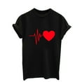 thumbnail image 3 of Ichuanyi Womens Tops Fashion Women's Loose Short-Sleeved Heart Print T-Shirt Casual O-Neck Top, 3 of 8