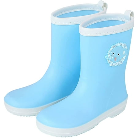 

QWZNDZGR Toddler Kids Rain Boots for Boys Girls Easy-on Ankle Waterproof Low Cut Rain Boots Outdoor Rubber Rain Welly Boots