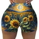 thumbnail image 2 of Fotbe Starry Sky Moon Sunflower Shorts Sin Costuras – Shorts Deportivos de Cintura Alta para Mujer, Elásticos para Gimnasio, Yoga, Running o Ciclismo-Medium, 2 of 8