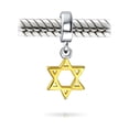 thumbnail image 2 of Bling Jewelry Womens Judaic Star of David Magen Dangle Charm Bead 14K Gold Plated for Bat Mitzvah, 2 of 4