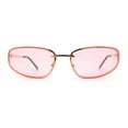 thumbnail image 5 of Rimless Narrow Rectangle Wrap Luxury Metal Rim Oversized Sunglasses Gold - Pink, 5 of 8
