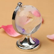 Round Earth Globe World Map Crystal Glass Clear Paperweight Desk Stand Dwgp O4Y2