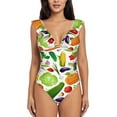 thumbnail image 2 of Goofa Vegetables2 Print Women's Ruffled One Piece Swimsuit V Neck, 2 of 7
