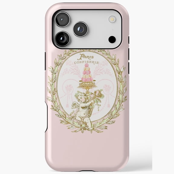Paris Confectionery Cherub Macaron Vintage French Style for iPhone Case 11 through 17 Pro Max