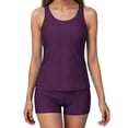 thumbnail image 5 of HOMBOM Swimsuit for Women Two Piece Swimwear Tankini Purple Modest High Waisted Shorts Ladies Bathing Suit,Colorblock,S, 5 of 9