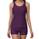 thumbnail image 5 of Traje de baño conservador de dos piezas para mujer, tankini, con sujetador acolchado, sin mangas, cuello redondo, de dos piezas, color liso, traje de baño de dos piezas para mujer, trajes de baño tank, 5 of 9