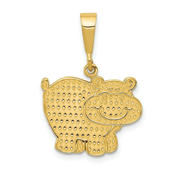 14k Yellow Gold Hippo Necklace Charm Pendant Animal Rhino Walmart