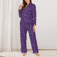 thumbnail image 2 of Lsque Purple Leopard Pattern Long Sleeve Pajama Set for Women - Soft 2-Piece Sleepwear and Loungewear Set with Pockets, Comfy Nightwear-X-Large, 2 of 7