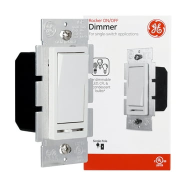 GE Slide Dimmer Rocker Switch, Single Pole, White – 10464