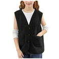 thumbnail image 4 of Staki Toddler Vest Toddler Girls Fleece Vest Kids Polar Jacket Sleevless Fall Winter Warm Outerwear With Pockets(Black,5-6 Years), 4 of 7