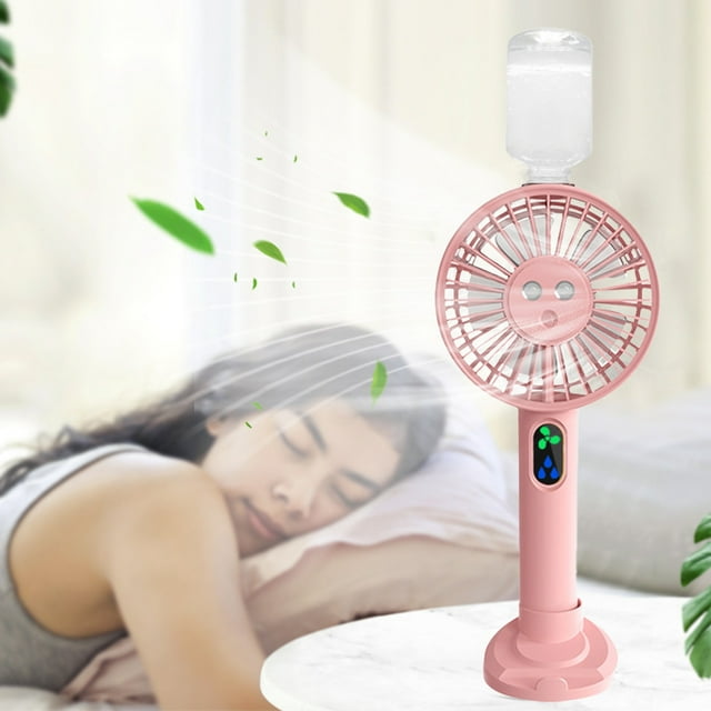Ventilador nebulizador portátil de mano, ventilador nebulizador personal recargable con luz nocturna, tres velocidades intercambiables, ventilador nebulizador de agua a batería, para viajes, al aire
