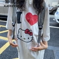 thumbnail image 3 of Sanrio-Camiseta con estampado de Hello Kitty para mujer y hombre, Tops holgados de gran tamaño, camisetas informales de algodón Y2k, ropa de verano, 3 of 7