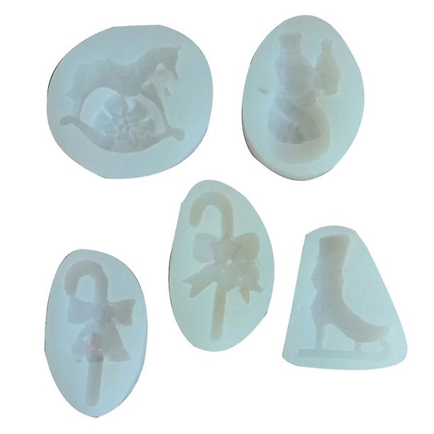 5 uds molde con tema navideño molde de silicona para Fondant pastel Diy molde de jabón hecho a mano