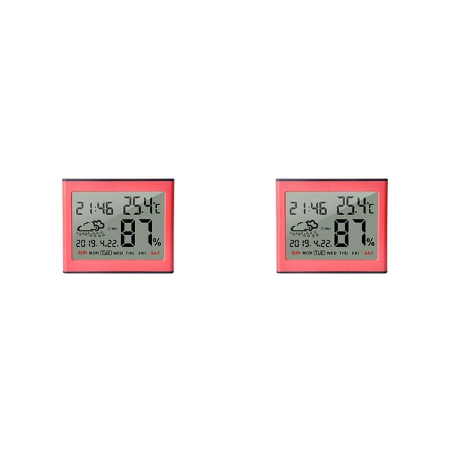 Matsuzay Termómetro -10-50 ℃ Higrómetro electrónico digital Estación meteorológica Medidor de humedad de temperatura interior con pilas naranja rosa 2piezas