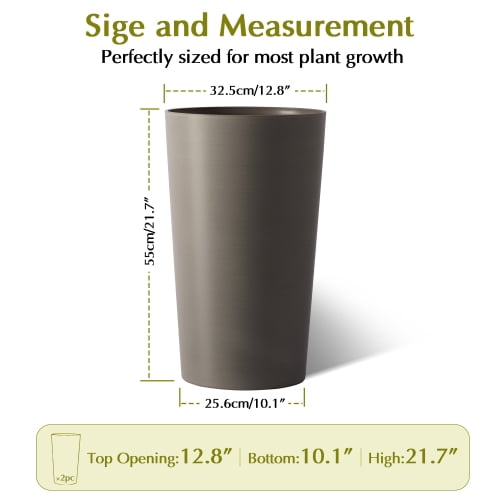 Chak’s Choice 2 Pack Tall 21.7 in Planters for Outdoor Plants Modern Tall Square Planter Box Indoor Outdoor Porch Patio Flower Pot for Garden, (Brown)