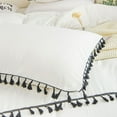 thumbnail image 2 of Move Over White Bedding Sets Queen Black Triple Layer Tassel Duvet Cover Set Solid White Pattern Washed Microfiber No Filling, 2 of 7
