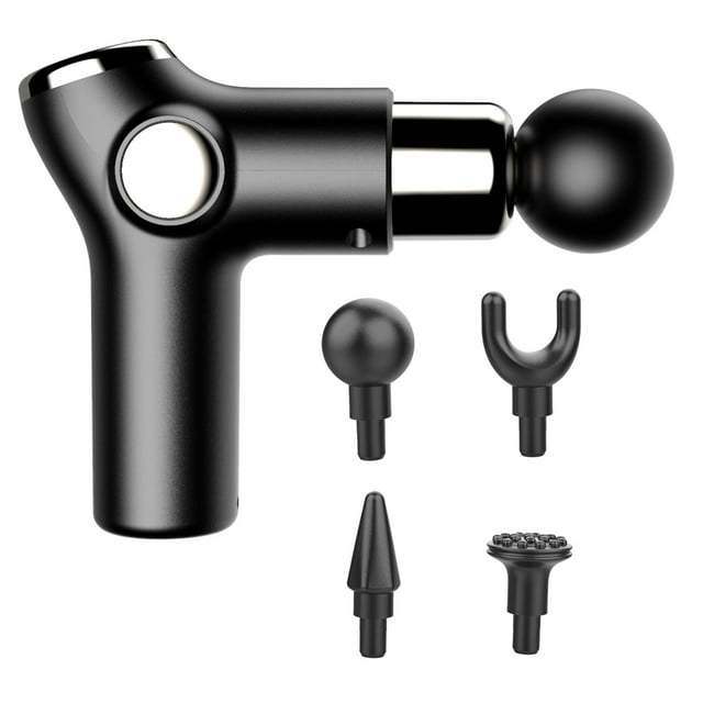 Muscle Therapy Device for Athletes Body Muscle Massager Handheld Massager 6 Adjustable Strength Levels 4 Massage Heads, Black