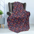 thumbnail image 4 of Geometric Soft Flannel Fleece Throw Blanket, Vintage Simplistic Argyle Pattern as Colorful Blocks Ornamented with Flowers, Cozy Plush for Indoor and Outdoor Use, 60" x 80", Multicolor, by Ambesonne, 4 of 5