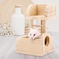 thumbnail image 3 of Hamster Wood House, Double Layer Design Hamster Lookout Platform, Lookout Tower Toy  For Hamster Pet Hamster Platform, 3 of 8