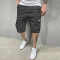 thumbnail image 2 of Nestiefly Men's Casual Cotton Twill Cargo Shorts Classic Chino Stretch Waist Drawstring Outdoor Work Shorts with 6 Pockets Gray M, 2 of 4