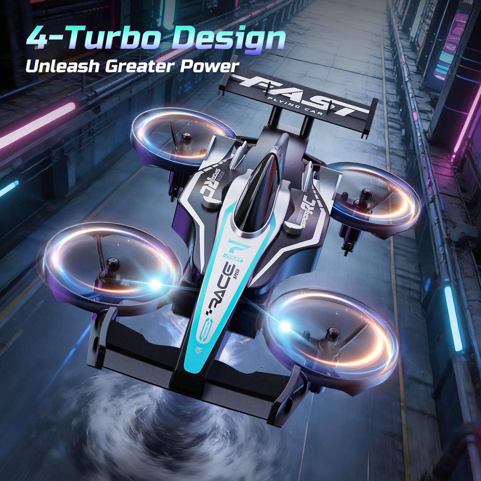 Wefone ZF24 2-in-1 Drone and RC Car, Easy for Beginners, 3 Adjustable Speed, 360°Flip, Headless Mode, High Speed Rotation, 2 Batteries, Green