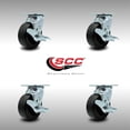 thumbnail image 2 of 5 Inch SS Polyolefin Swivel Caster Set with Roller Bearings and Brakes SCC, 2 of 2