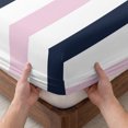 thumbnail image 3 of Twin Sze Fitted Sheet Set - Pink Navy Blue Striped 2 Piece Bedding Sets 16" Deep Pocket Fitted Sheet with 1 Pillowcase, Farmhouse Stripe Art Brushed Microfiber Hotel Luxury Bed Sheets, 3 of 9