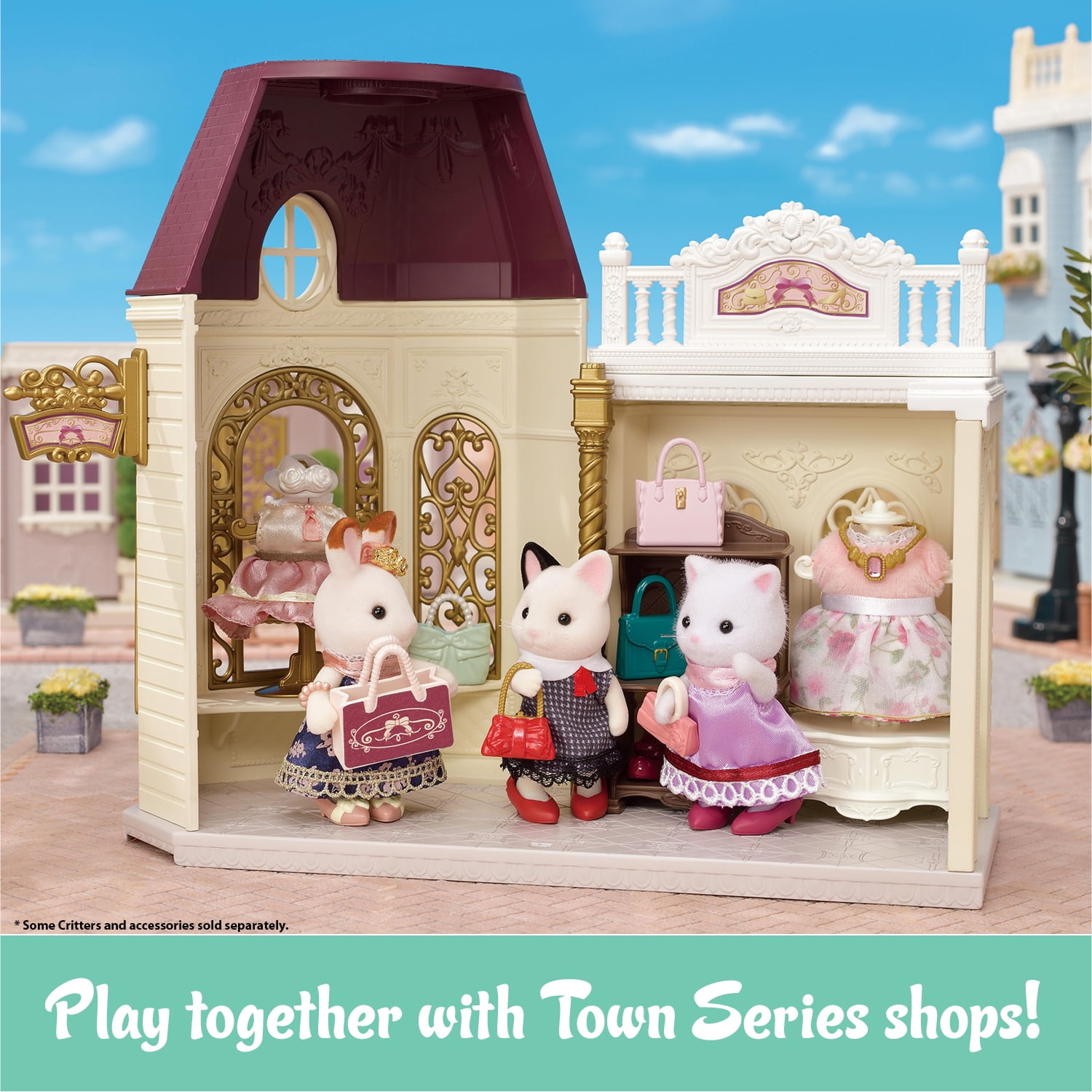 Calico Critters Fashion Playset Shoe Shop Collection, Dollhouse Playset with Caramel Dog Figure and Fashion Accessories