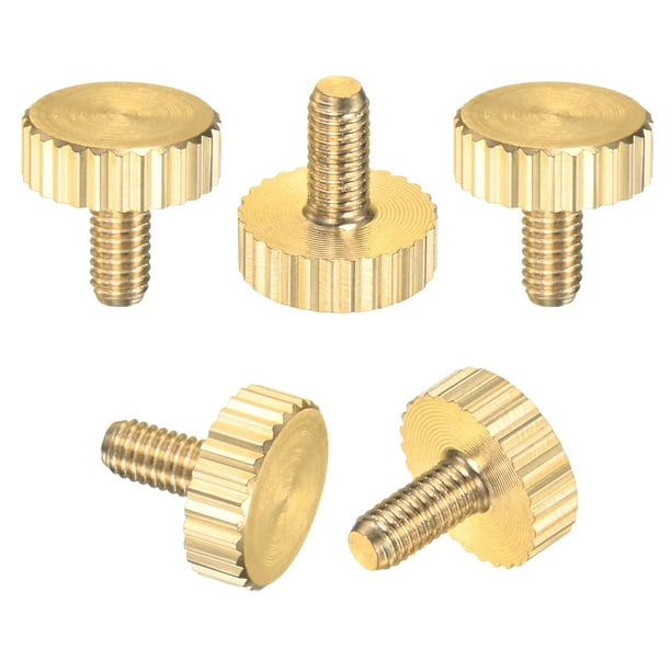 Uxcell 5-Pack Tornillos de Mariposa Estriados, M3x6mm Perillas de Cabeza Plana de Latón
