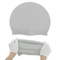 thumbnail image 5 of Unique Bargains 1 Pc Silicone Waterproof Solid Color Swim Cap Light Gray, 5 of 5