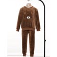 thumbnail image 3 of Fldy Toddler Boys Girls Warm Outfit Casual Sleepwear Long Sleeve Nightwear Loungewear 2 Piece Pajama Brown Cat 80/S/6, 3 of 7