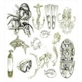 thumbnail image 3 of Diving Duvet Cover Set, Life of Aquaticmed Marine Mermaid Snorkeling Octopus Sketchy Design, Decorative 2 Piece Bedding Set with 1 Pillow Shams, Twin Size, Olive Green White, by Ambesonne, 3 of 3