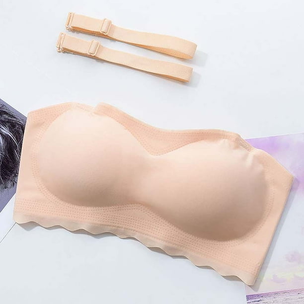 WQJNWEQ Strapless Push up Bra Plus Size Gathered Non-Slip