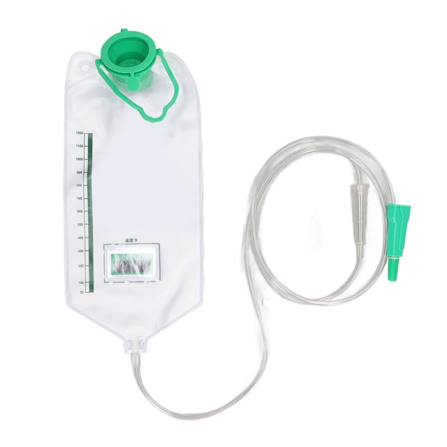 Kit de enema ANGGREK para el hogar bolsa de enema de 1200 ml con 10 cabezales de tubo