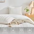 thumbnail image 4 of White Boho Duvet Cover Set King Size, Striped Textured Duvet Cover Tufted Bedding Set, 3 Pcs Ultra Soft Washed Microfiber Duvet Cover with Zipper Closure (King, White), 4 of 8