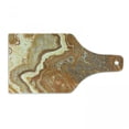 thumbnail image 1 of Marble Print Cutting Board, Unique Earthen Toned Mother Earth Natural Travertine Structures, Tempered Glass Cutting and Serving Board, Wine Bottle Shape, Cinnamon Earth Yellow, by Ambesonne, 1 of 1