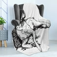 thumbnail image 4 of Boxer Dog Soft Flannel Fleece Throw Blanket, Monochrome Illustration of an Animal Detailed Canine Hand Drawn, Cozy Plush for Indoor and Outdoor Use, 60" x 80", Charcoal Grey and White, by Ambesonne, 4 of 5