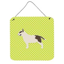 Bull Terrier Checkerboard Green Wall or Door Hanging Prints