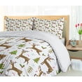 thumbnail image 5 of Ambesonne Christmas Duvet Cover Sets, Reindeers Cheerful Winter, 2-Queen, Caramel Green and White, 5 of 7