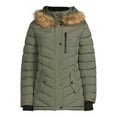 thumbnail image 2 of Swiss Tech Women's and Plus Bibbed Solarball Puffer Coat with Faux Fur Trimmed Hood, 2 of 5