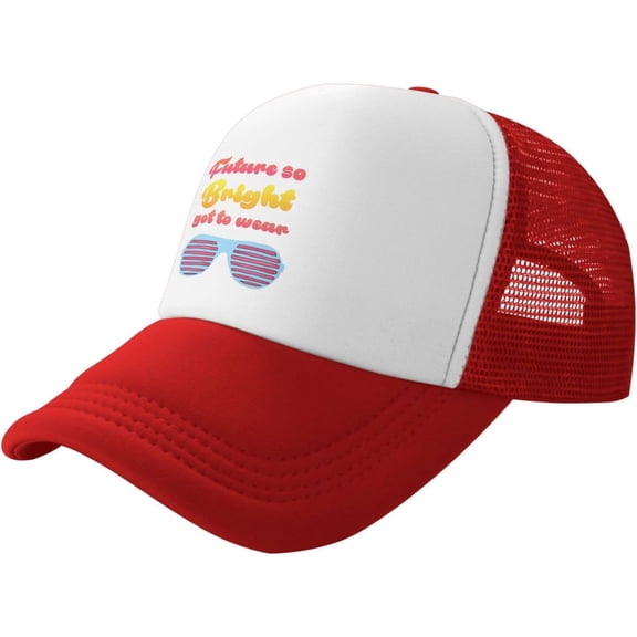 Future So Bright I Need Sunglasses Slogan Unisex Adult Adjustable Mesh Hats Baseball Hat Trucker Cap for Men Women Red