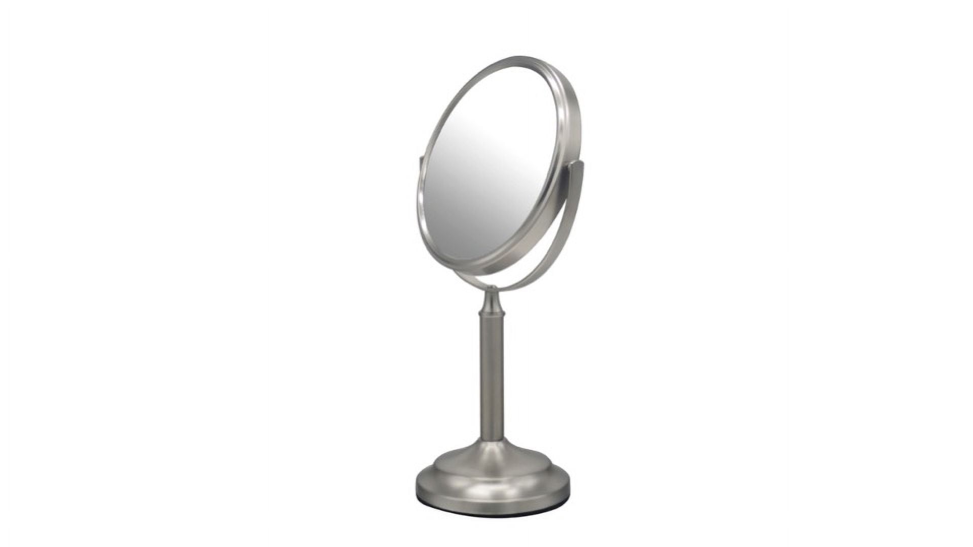 Eden Bath Round Two Sided 5X Nickel Framed Freestanding Makeup / Shaving Mirror