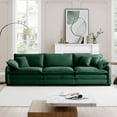 thumbnail image 3 of 3-Seater Mid-Century Modern Sectional Sofa with 2 Arm Pillows and 3 Throw Pillows Fabric (Green), 3 of 9