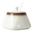 thumbnail image 1 of Sugar Bowl with Lid and Spoon, 430ml Ceramic Sugar Bowl, Japanese Salt Jar Container, 1 of 6