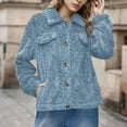 thumbnail image 5 of qucoqpe Winter Fleece Warm Jacket for Women Trendy Casual Button Down Lapel Plushy Coat with Pockets, 5 of 6