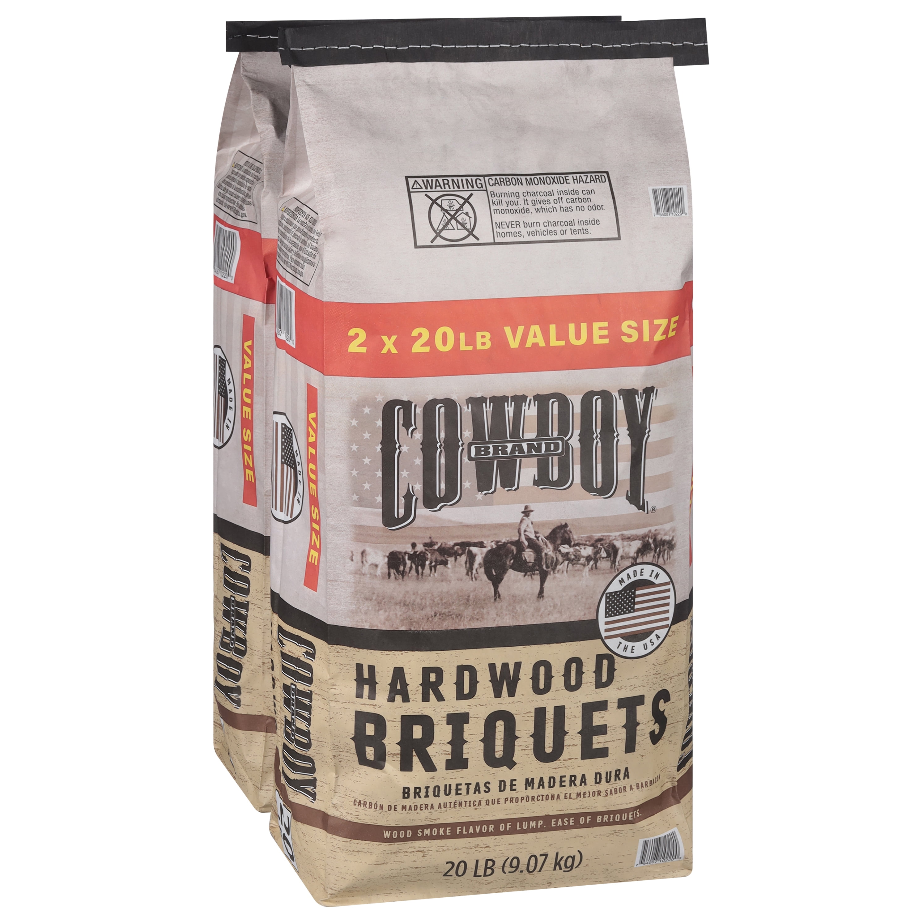 (3 pack) Cowboy Hardwood Charcoal Briquets, 20 Pounds Each (Pack of 2, 40 Pound Total)