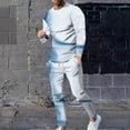 thumbnail image 2 of DeHolifer Men's 2 Piece Sets Outfits Plus Size Crewneck Light Pritned Long Sleeve Pullover Active Jogging Sportswear Sweatsuits Light Blue XL, 2 of 5