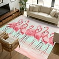 thumbnail image 3 of Pink Flamingo Area Rugs 5x7 for Living Room, Summer Tropical Flamingo Hawaii Animals Non Slip Washable Rug Runner, Low Pile Indoor Floor Carpet Mat Bathroom Rugs for Bedroom, Kids Room, 3 of 9