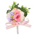 thumbnail image 1 of 4 Uds rosa púrpura boda ramillete Boutonniere pulsera hecha a mano novio broche Pin flor, 1 of 8